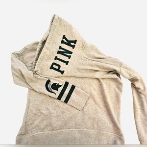 Victoria's Secret PINK Michigan State University MSU Spartans Gray Cowl Neck Med